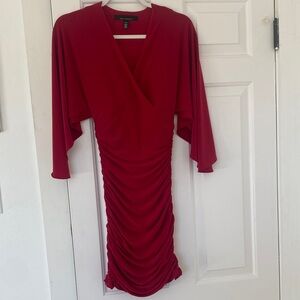 Elegant Red Draped Dress
